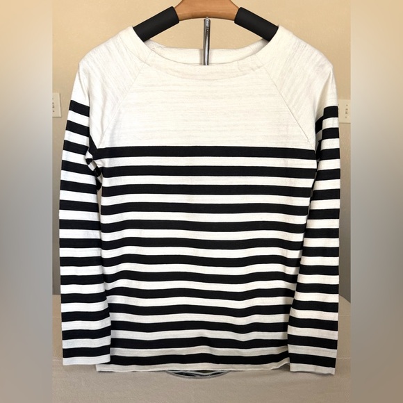 NWT LOFT boatneck black and cream striped top - Picture 3 of 5